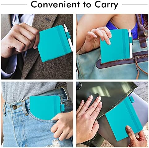 feela 15 Pack Pocket Small Notebooks Bulk, Mini Cute Notepads Hardcover College Ruled Lined Journals with Pen Holder for School Business Memos, with 15 Black Pens, 3.5”x 5.5”, A6, Emerald - Image 5