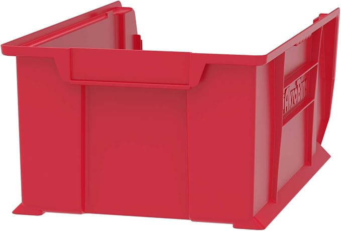 Akro-Mils 30281 Super-Size AkroBins Plastic Storage Bins, Space-Saving Stackable Bins for Garage, Classroom, Warehouse Organization, 20" L x 12" W x 8" H, Red, 3-Pack - Image 3