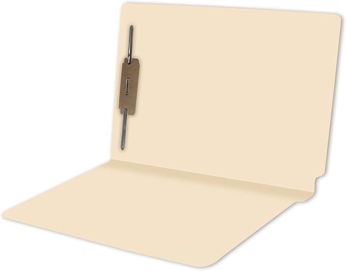 Medical File Folders with Fastener, Doctor Stuff, Letter Size, Reinforced End Tab Folders with 2” Bonded Fastener on Inside Back, 14 pt Manila Stock, Box of 50 by DoctorStuff