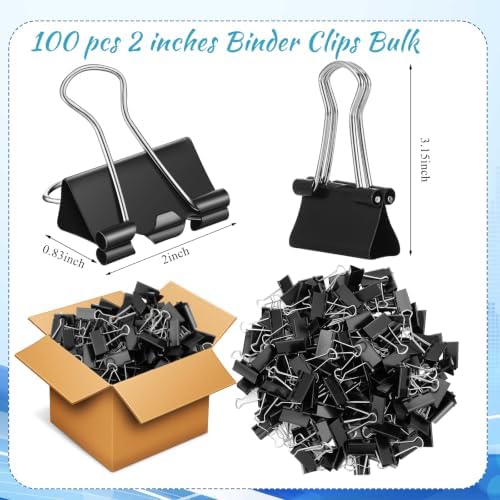 Jetec 100 Pcs Extra Large Binder Clips 2 Inch Binder Clips Bulk, Black - Image 2