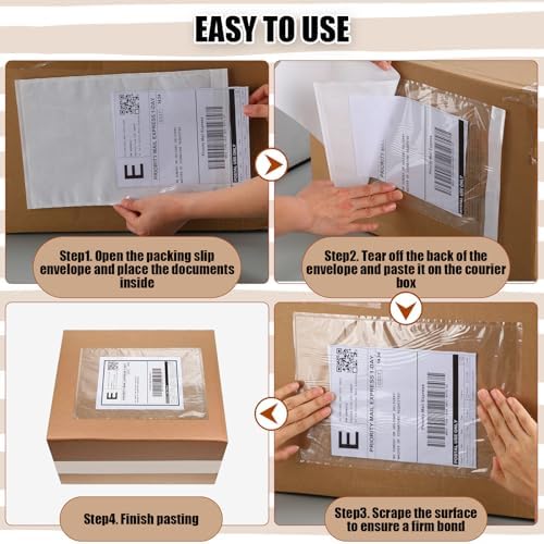 Cholemy 400 Pcs 9.5 x 12 in Clear Packing Slip Pouches Shipping Label Sleeves Adhesive Packing List Pockets Envelopes Mailing Protectors Slip Envelope Pouches Holders Cover Enclosed Bag - Image 4