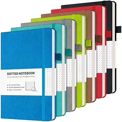 Hardcover Leather Dotted Journal Notebook, 120GSM Thick Paper,Numbered Page by MALEDEN
