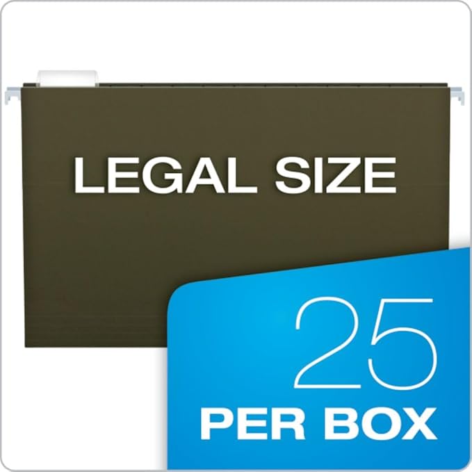 Pendaflex Extra Capacity Reinforced Hanging File Folders, 4", Legal Size, Standard Green, 1/5 Cut, 25 per Box (04153x4) - Image 6