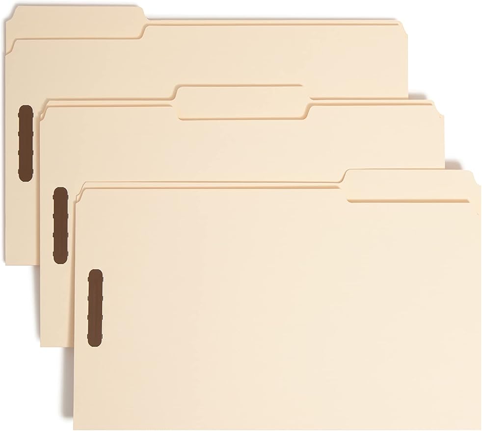 Smead Heavy-Duty Fastener File Folder, 2 Fasteners, 1/3-Cut Tab, Legal Size, Manila, 50 per Box (19600) by SMEAD