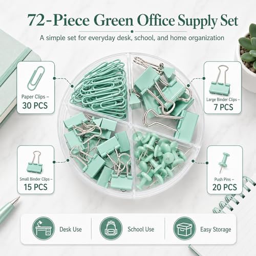 Paper Clips Binder Push Pin Set, Assorted Sized Binder Clips - Image 3