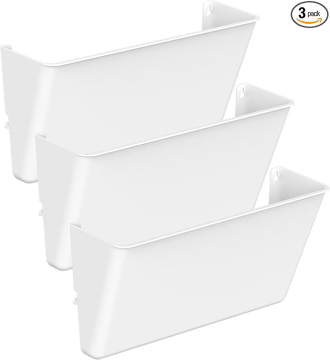 Gawerk Clear Acrylic Single Pocket, Plastic Hanging Wall Mount File Holder for Office Home (White, 3 Pack) by Gawerk