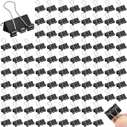 Jetec 200 Pcs Black 0.6 Inch Binder Clip Paper Clamp Metal Paper Clip by Jetec