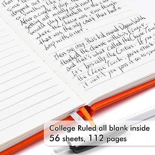 feela 15 Pack Pocket Small Notebooks Bulk, Mini Cute Notepads Hardcover College Ruled Lined Journals with Pen Holder for School Business Memos, with 15 Black Pens, 3.5”x 5.5”, A6, Orange - Image 3