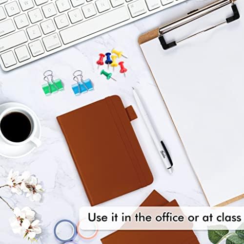 feela 15 Pack Pocket Small Notebooks Bulk, Mini Cute Notepads Hardcover College Ruled Lined Journals with Pen Holder for School Business Memos, with 15 Black Pens, 3.5”x 5.5”, A6, Brown - Image 4