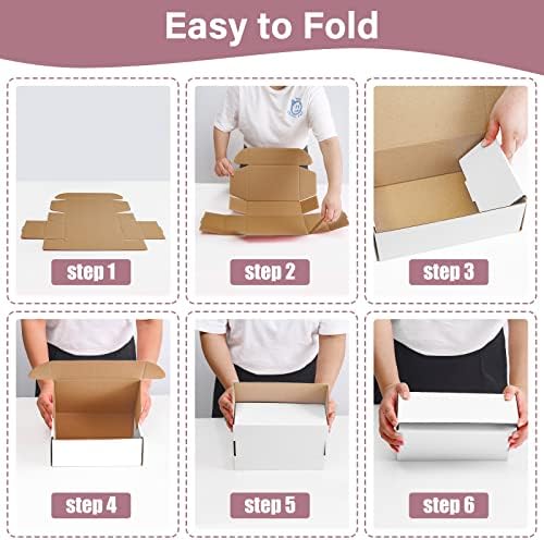 BoShahai 30 Pack 9x6x4 Inches White Corrugated Cardboard Shipping Boxes - Image 4