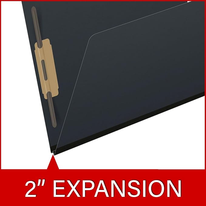 End Tab Pressboard Folders, Letter Size, 2" exp, Fasteners Pos #1 & #3, Black (Box of 25) - Image 7