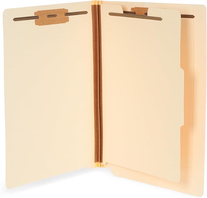 Blue Summit Supplies 50 Classification Folders 1 Divider, Letter, Manila | 2 prong bonded fasteners with top tabs, for medical, legal, and office record filing by BlueSummitSupplies