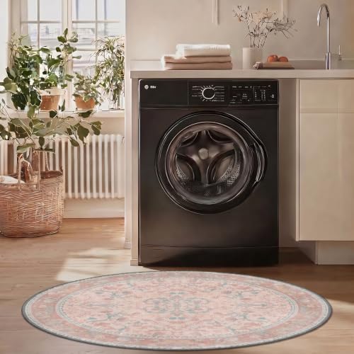 5FT Round Office Chair Mat for Hardwood Floor, Non-Slip Washable Pink - Image 4