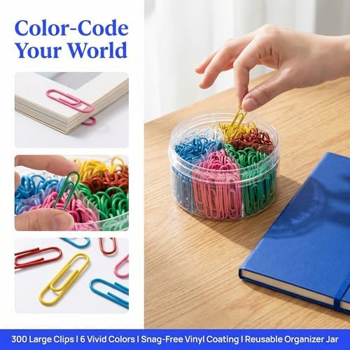 Colored Jumbo Paper Clips, 2 Inch (50mm), 300PCS - Image 3