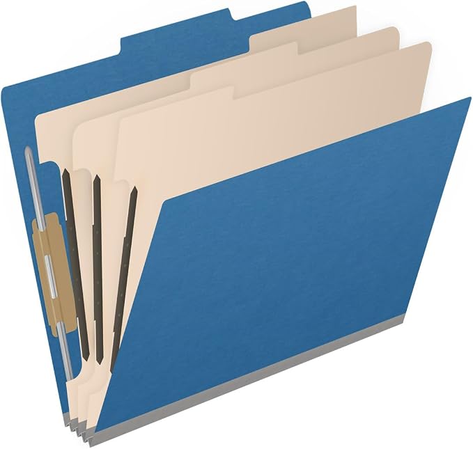 25 Pt. Pressboard Classification Folders, 2/5 Cut ROC Top Tab, Letter Size, 3 Dividers, Royal Blue (Box of 10) - Image 2
