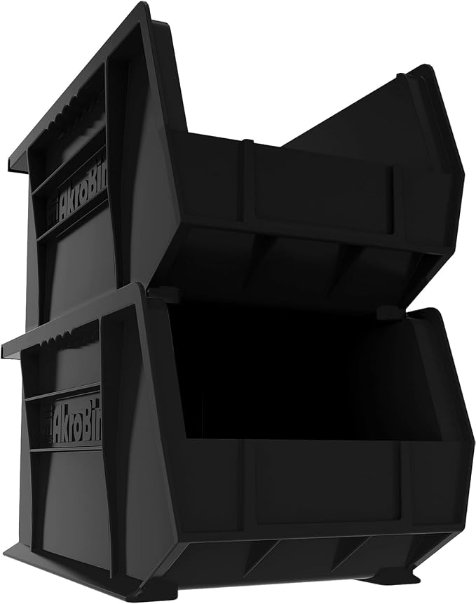 Akro-Mils 30240 AkroBins Plastic Storage Bins, 15"x8"x7", Black, 12-Pack | Space-Saving Stackable Bins for Garage, Pantry, Craft Organization - Image 11