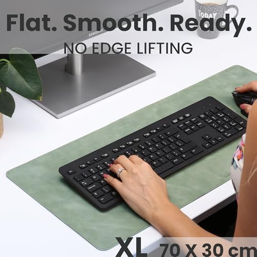 Full Grain Leather Desk Pad, Mint Green, L (27.6 x 11.8 inch) - Image 3