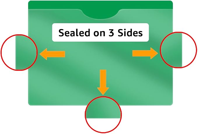 Green Vinyl Pocket Folder, Doctor Stuff, Closed Sides, Letter Size, Clear Front Top Loading Job Jacket, Documents Holder for Office, High School and Medical Files, Pack of 25 - Image 3
