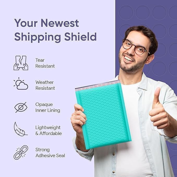 Teal Bubble Mailers 6x10, Self Seal Poly Padded Envelopes #0, 500 Pack Bulk - Image 5