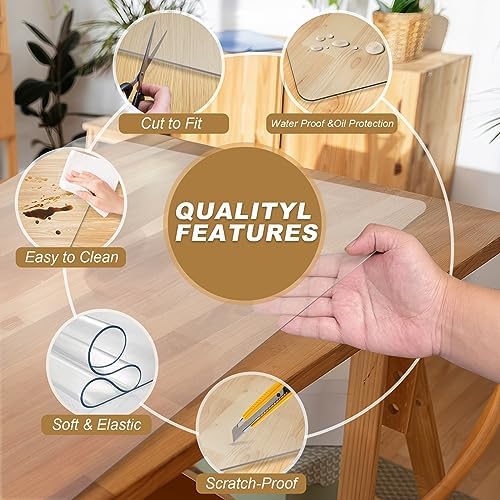 Vicwe Clear Table Cover Protector, 42x72 Inch Single-Sided Frosted Desk Mat - Image 5