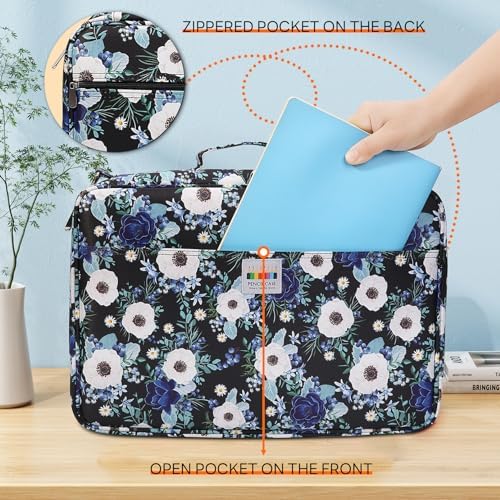 JAKAGO 480 Slots Colored Pencil Case Extra Large Capacity Pen Holder for Artist Painter Zipper Organizer Bag for Marker Highlighter Storage Case for Office Sketch Travel Supplies (Anemone) - Image 4