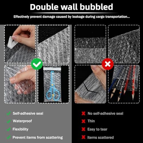 Frienda 300 Pcs Self Adhesive Bubble Bags Packing Pouches, 3" X 5" - Image 4