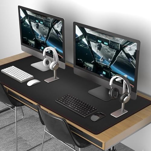 ZORESYN XL Large PU Leather Mouse Pad, Black, 55" x 24" - Image 2