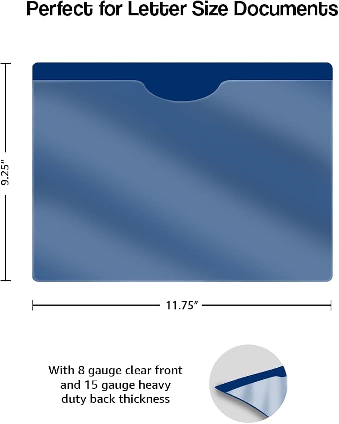 Navy Blue Plastic Folders with Closed Sides, Doctor Stuff, Letter Size, Clear Front Top Loading Job Jacket, Documents Holder for Office, High School and Medical Files, Pack of 50 - Image 2