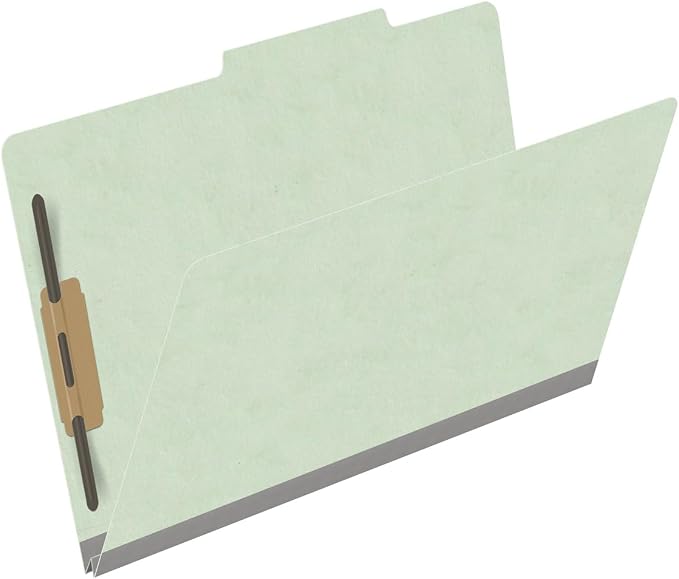 Top Tab Pressboard Folders, Legal Size, 2" exp, Fasteners Pos #1 & #3, Pale Green (Box of 25) - Image 2