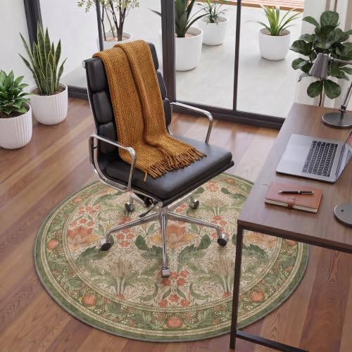 5FT Round Office Chair Mat for Hardwood Floor, Non-Slip Washable Sage Green - Image 2