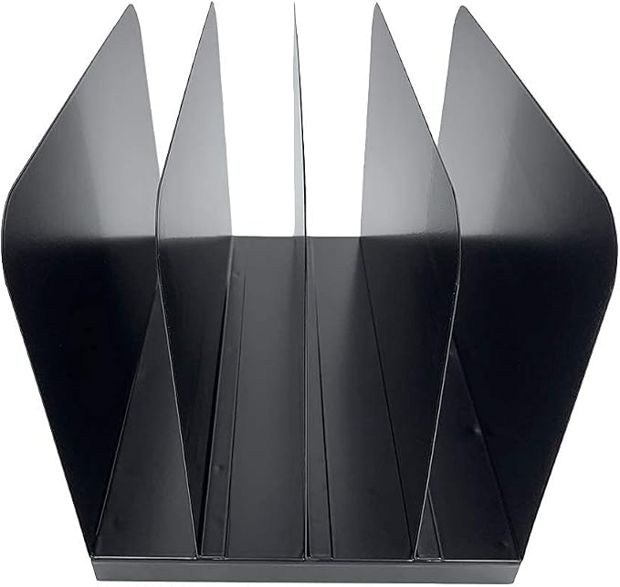 Huron Vertical 4 Slot Steel Desk Organizer/Sorter, Black - Image 3