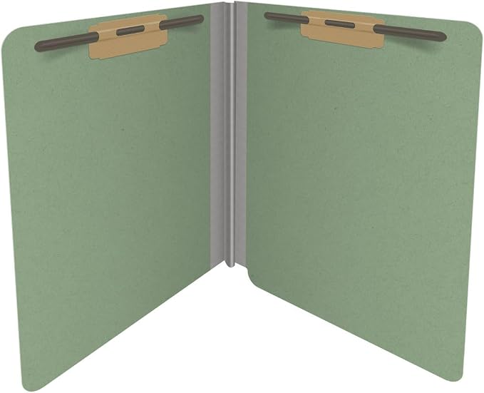 End Tab Pressboard Folders, Letter Size, 2" exp, Fasteners Pos #1 & #3, Green (Box of 25) - Image 4