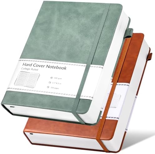 CAGIE 2 Pack Journals for Men Women- Journaling Notebooks Journals Leather for Writing Work Diary A5 Hardcover Thick by CAGIE