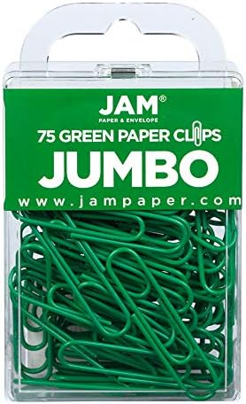 JAM PAPER Colorful Jumbo Paper Clips - Large 2 Inch - Green Paperclips - 75/Pack by JAMPaper