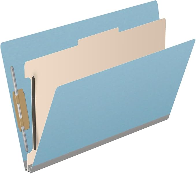 Ecom Folders Top Tab Pressboard Classification Folders | Legal Size 25 Pt Stock with 1 Divider | 2/5 Cut ROC Tab for Medical & Office Filing | 4 Filing Sections | Light Blue, Box of 10 - Image 2