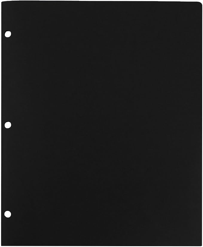 JAM PAPER Heavy Duty Plastic 3 Hole Punch Pocket Folders - Extra Tough School Folders - Black - 6/Pack - Image 7