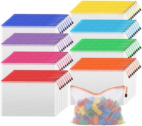 72pcs Mesh Zipper Pouch Bags,A4 Letter Size Zipper Mesh Document Pouch by TKOOFN