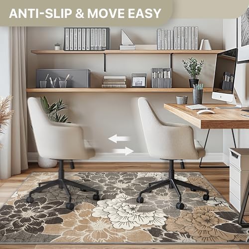 48"x60" Office Chair Mat for Hardwood Floor, Non-Slip Washable Grey Beige - Image 4