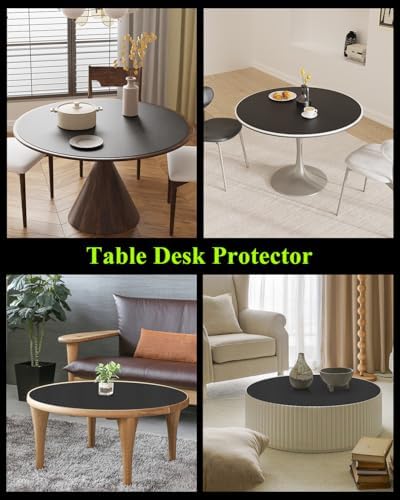 Black Plastic Table Cover Protector, 48" Round PVC Desk Pad Mat - Image 7