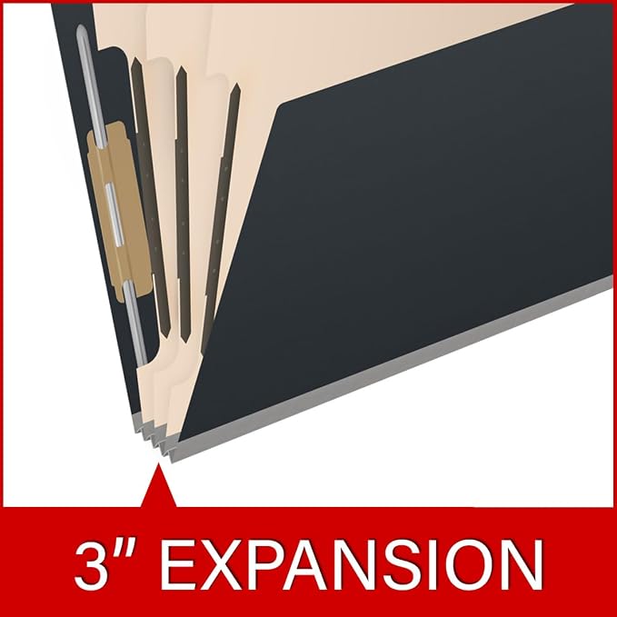 25 Pt. Pressboard Classification Folders, 2/5 Cut ROC Top Tab, Letter Size, 3 Dividers, Black (Box of 10) - Image 7