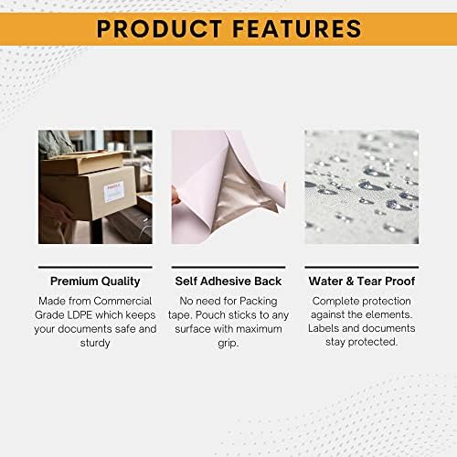 1000 Pack 6"x9" Shipping Label Sleeves – Clear Self-Adhesive Packing Slip Pouches, Waterproof Packing List Envelopes – Ideal for Shipping Documents, Mailing Labels, Invoices & Packing Slips - Image 3