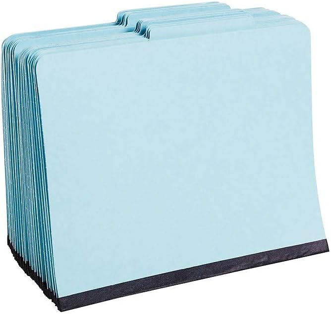 Staples® 60% Recycled Pressboard Classification Folder, 3-Dividers, 3 1/2" Expansion, Letter Size, Blue, 20/Box by Staples
