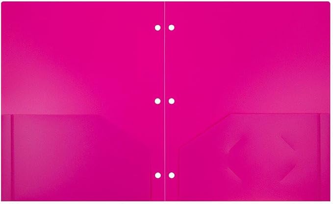 JAM PAPER Heavy Duty Plastic 3 Hole Punch Pocket Folders - Extra Tough School Folders - Assorted Fashion Colors - Bulk 48 Folders/Box (8 Assorted Packs of 6) - Image 3