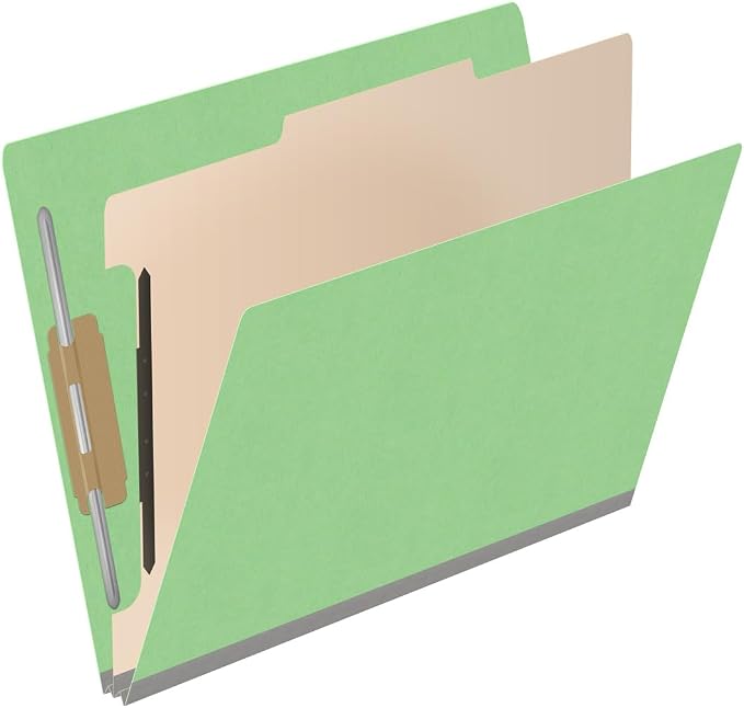 Ecom Folders Heavy Duty Top Tab Classification Folders | Letter Size 18 Pt Stock with 1 Divider | 2/5 Cut Right Position Tab for Medical, Legal and Office Documents | Green, Box of 10 - Image 2