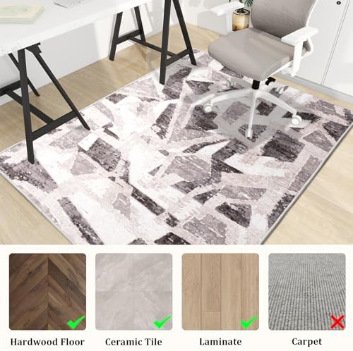 Office Chair Mat for Hardwood Floor, 60"x45" Easy Glide Computer Desk Mat Protector for Rolling Chair Under Desk Rug Nonslip Backing, Machine Wash, (Modern) - Image 3