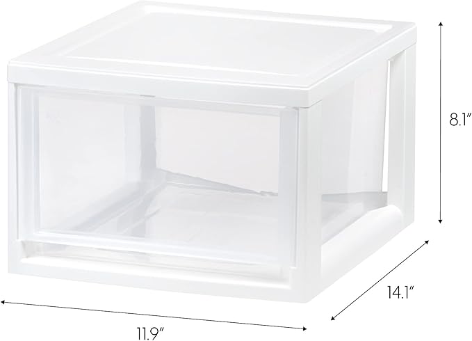 IRIS USA 3-Pack, 14.5 Qt. Stacking Drawer Storage Organizer, White | Store clothing, accessories, pantry items, and household essentials around your home with organized storage solutions - Image 3
