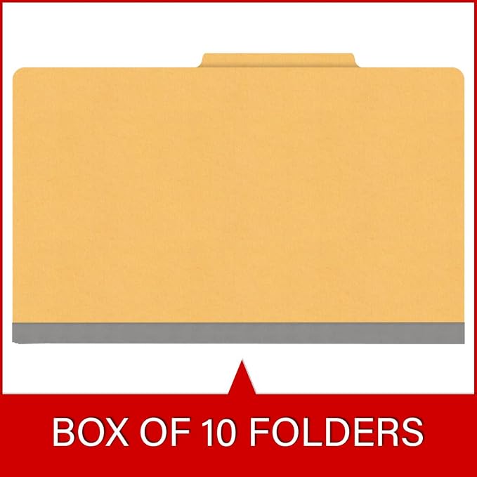 18 pt Heavy Duty Top Tab Color Folders, 2/5 Cut ROC Top Tab, Legal Size, 2 Dividers, Yellow (Box of 10) - Image 6