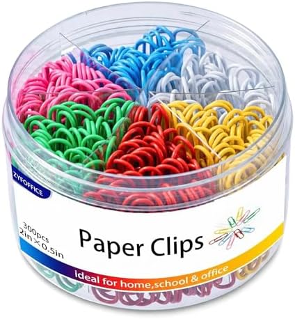 Colored Jumbo Paper Clips, 2 Inch (50mm), 300PCS by ZYFOFFICE