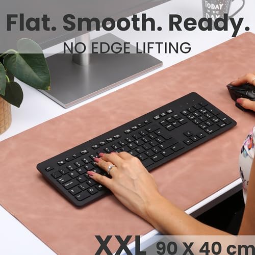 Full Grain Leather Desk Pad, Rose Pink, XL (35.4 x 15.7 inch) - Image 3