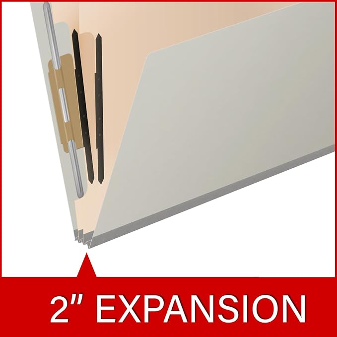 25 Pt. Pressboard Classification Folders, Full Cut End Tab, Letter Size, 2 Dividers, Light Gray (Box of 10) - Image 7